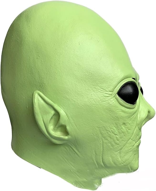 groene alien ufo gezichtsmasker eng hoofd kostuum