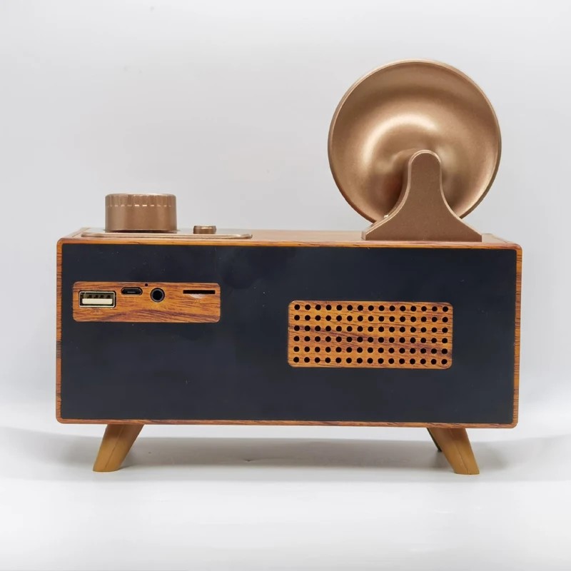 oude radio mini klein houten retro vintage stijlontwerp