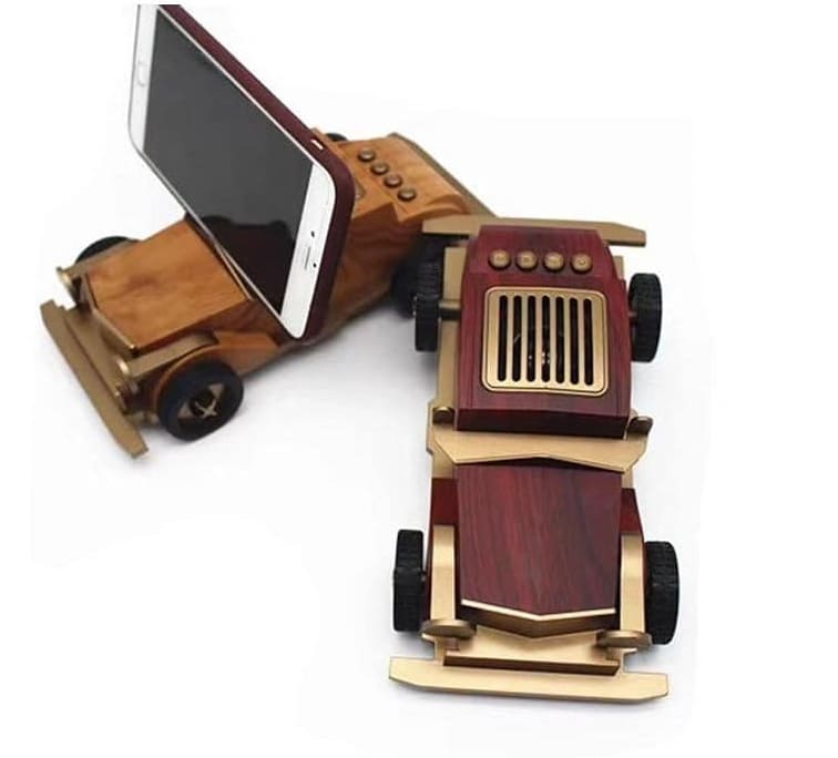 autoradio mini draagbaar vintage retro houten