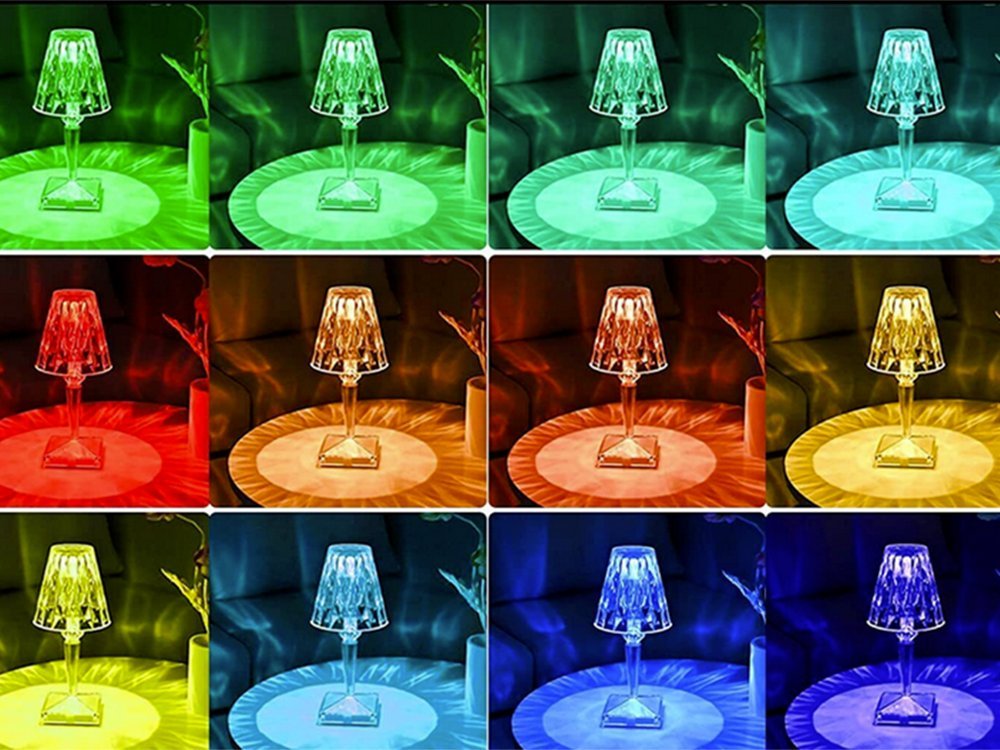 tafellamp glas kristal verlichting gekleurde led nacht rgb lamp