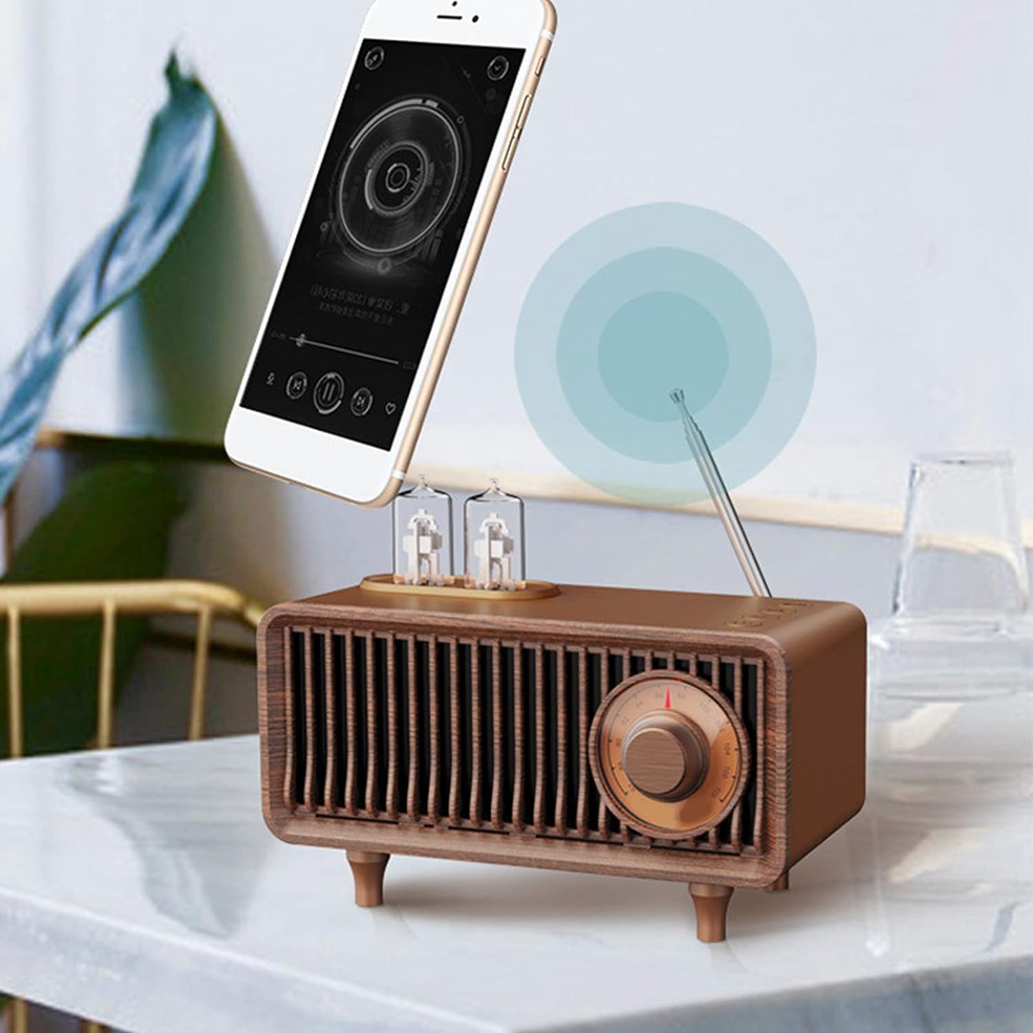 Bluetooth-luidsprekerradio vintage houten retro-stijl