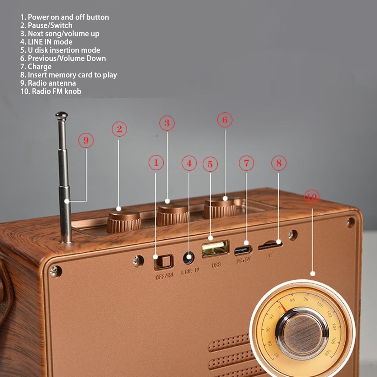Multifunctionele retro speler houten speaker vintage retro